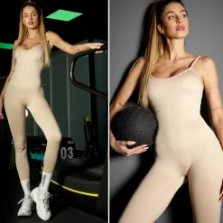 Hot Tuta fitness lunga beige Completi & Tute