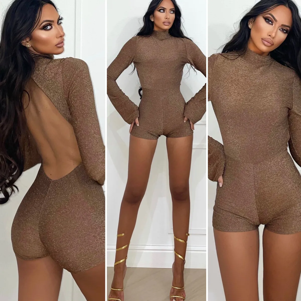 New Tutina glitter schiena aperta bronzo Completi & Tute